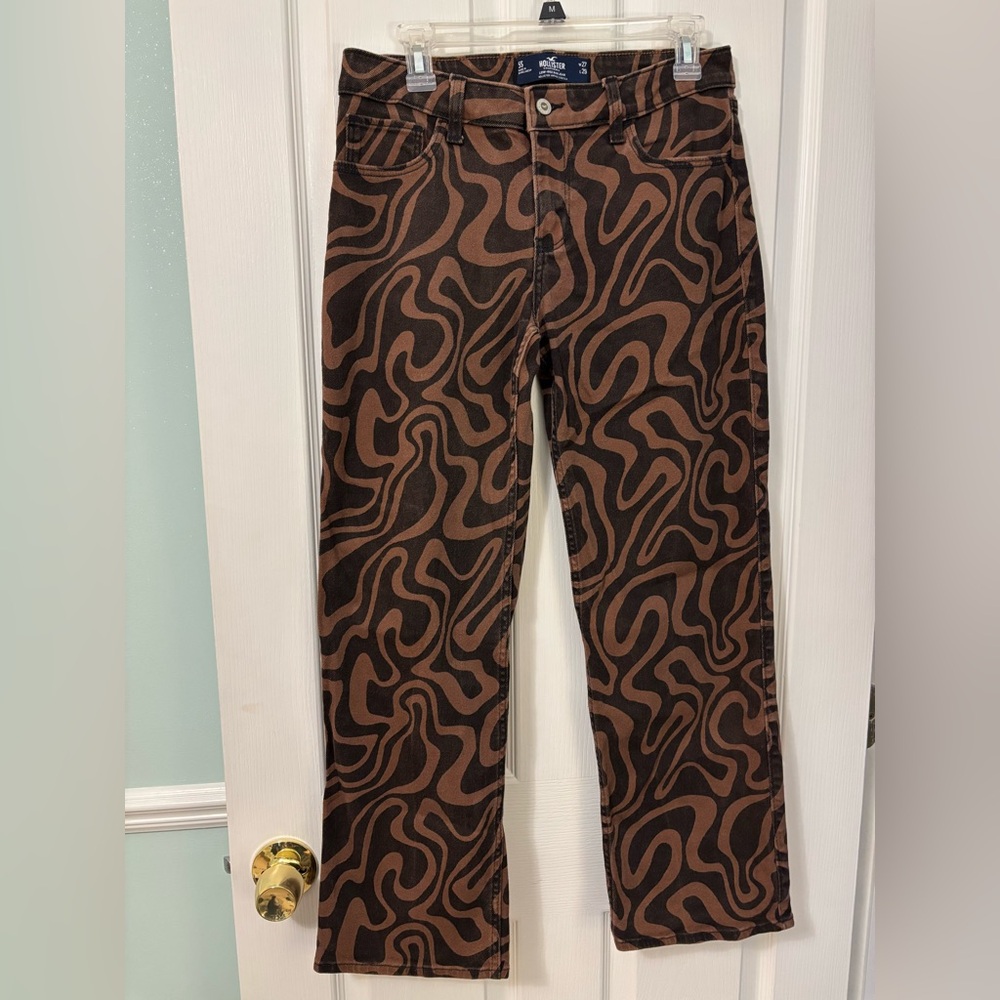 Hollister Low Rise Dad Jean - Y2K Brown Swirl Pattern - Size 5S / 27